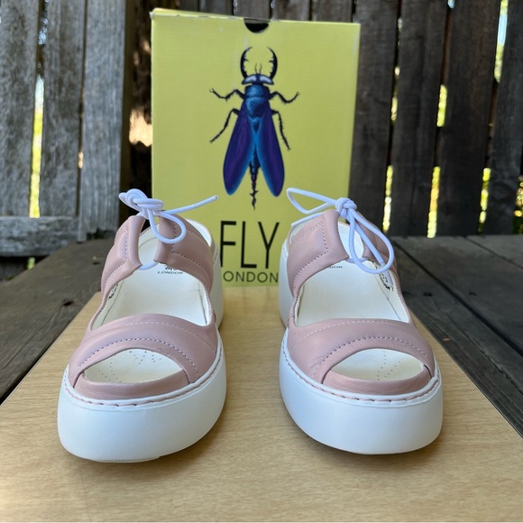 Fly London Dare520Fly Platform Wedge Leather Sandals In Nude Sz 38EU/7.5-8 US - Picture 5 of 16